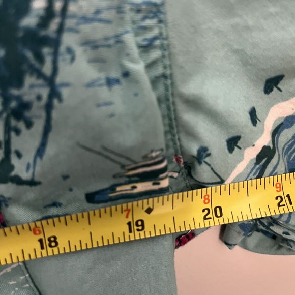 Haggar Mens Shirt Hawaiian Medium Blue Short Sleeve Button Down Pineapple Floral - Picture 5 of 6